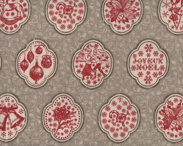 Moda Joyeux Noel - Weihnachtsmedaillons taupe