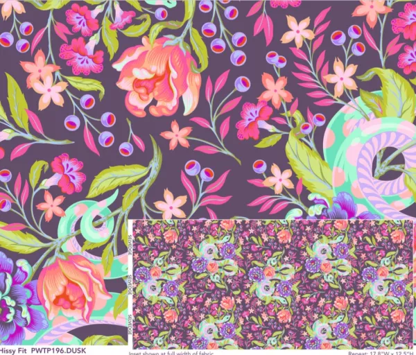 Tula Pink - Moon Garden - "Hissy Fit" Dusk