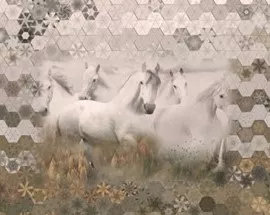 Stoffpaket: 7 Panels "Call of the wild - horses" Digitaldruck Paneel von Hoffman Fabrics