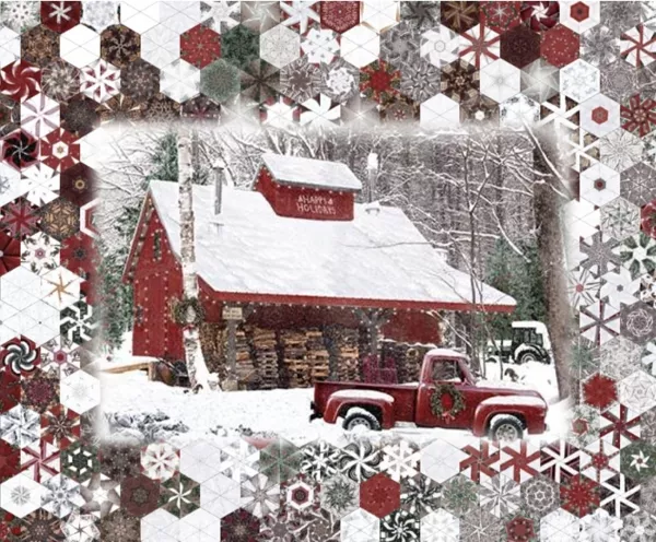 Stoffpaket: 7 Panels Snow Home for the Holidays Digitaldruck von Hoffman Fabric