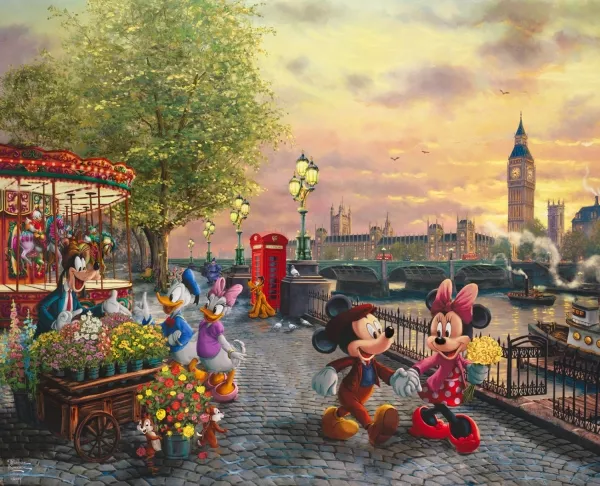 Stoffpaket: 7 Panels "Mickey und Minnie in London" Disney Dreams