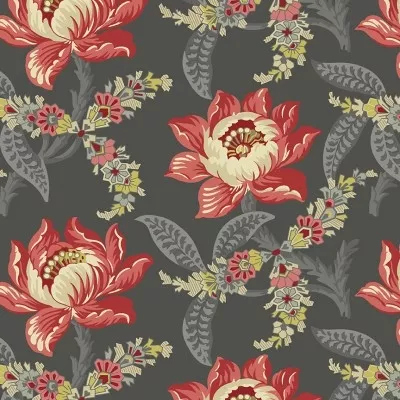 Andover, Renee Nanneman "Veranda" - Charcoal Veranda Floral 148-C