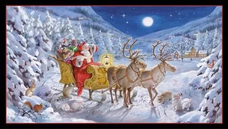 Stoffpaket: 7 Panels "Santa is Coming" von Elizabeth Studios