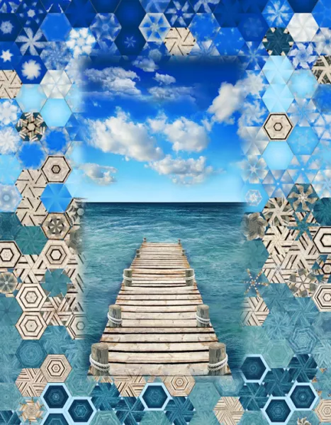 Stoffpaket: 7 Panels "Blue Scenic Boardwalk" von Timeless Treasures