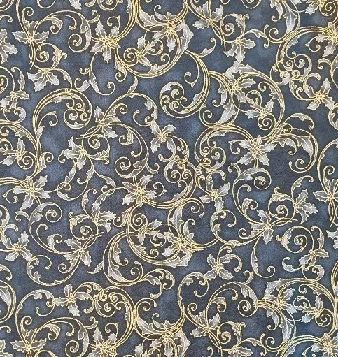 Robert Kaufman Winter's Grandeur - Metallics Ranken Black