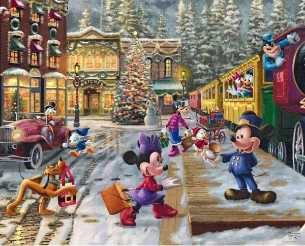 Panel "Disney - Candy Cane Train" Digitaldruck Paneel von David Textiles, Thomas Kinkade Collection