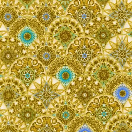 Robert Kaufmann "Jaikumari - Medallions Gold Quilting Cotton"
