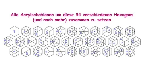 Hexibaukasten - HexiKit, 15 Formen um ein Hexagon zusammen zu setzen