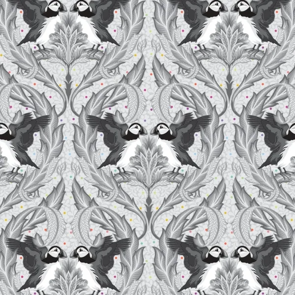 Tula Pink - Graywork - "Huffin and Puffin" Whisper