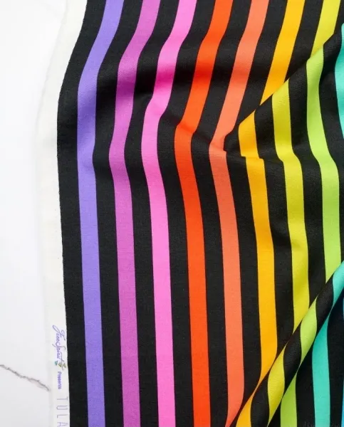 Tula Pink - Graywork - "Disco Stripe" Carbon