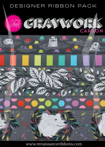TULA PINK Graywork Designer Pack in Carbon - Webbänder / Ribbons