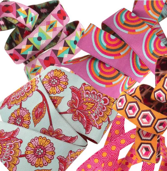 TULA PINK Classic Designer Pack Vintage Strawberry - 5 yards verschiedene Webbänder / Ribbons