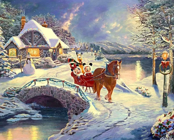 Panel "Disney - Evening Sleigh Ride" Digitaldruck Paneel von David Textiles, Thomas Kinkade Collection