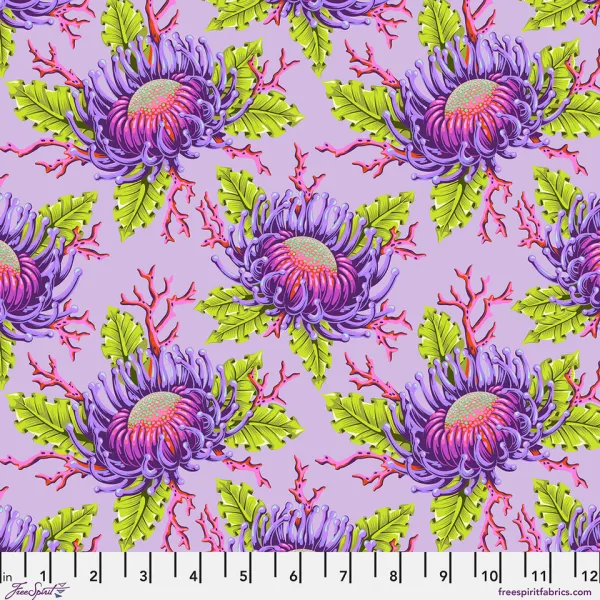 Tula Pink - "Flora Reef - Friends & Anemones - Ultraviolet"