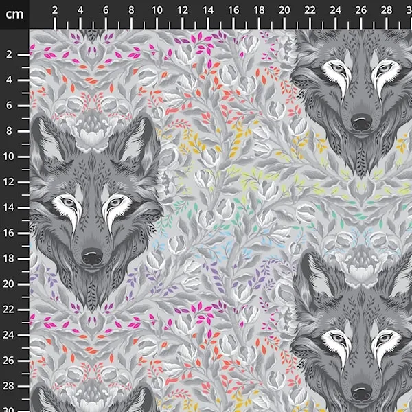 Tula Pink - Graywork - "Wolf of Pink Street" Fog - VORBESTELLEN, Lieferung vorauss. Ende November 2026