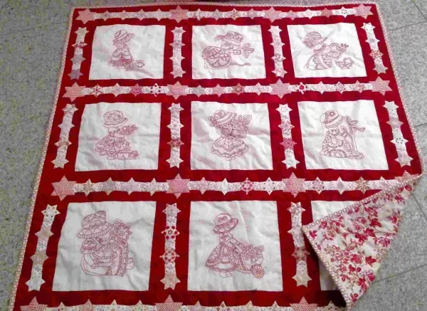 Redwork Quilt und Kissen - Anleitung