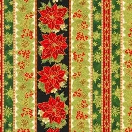 Robert Kaufman Holiday Flourish 15 - Bordüre rot-grün-gold