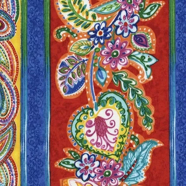 Timeless Treasures Bazaar red floral stripes