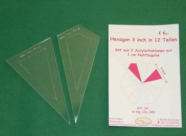 Acrylschablonenset 3 inch Hexagon in 12 Teilen