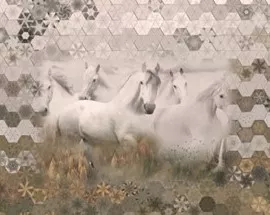 Stoffpaket: 7 Panels Call of the wild - horses Digitaldruck Paneel von Hoffman Fabrics