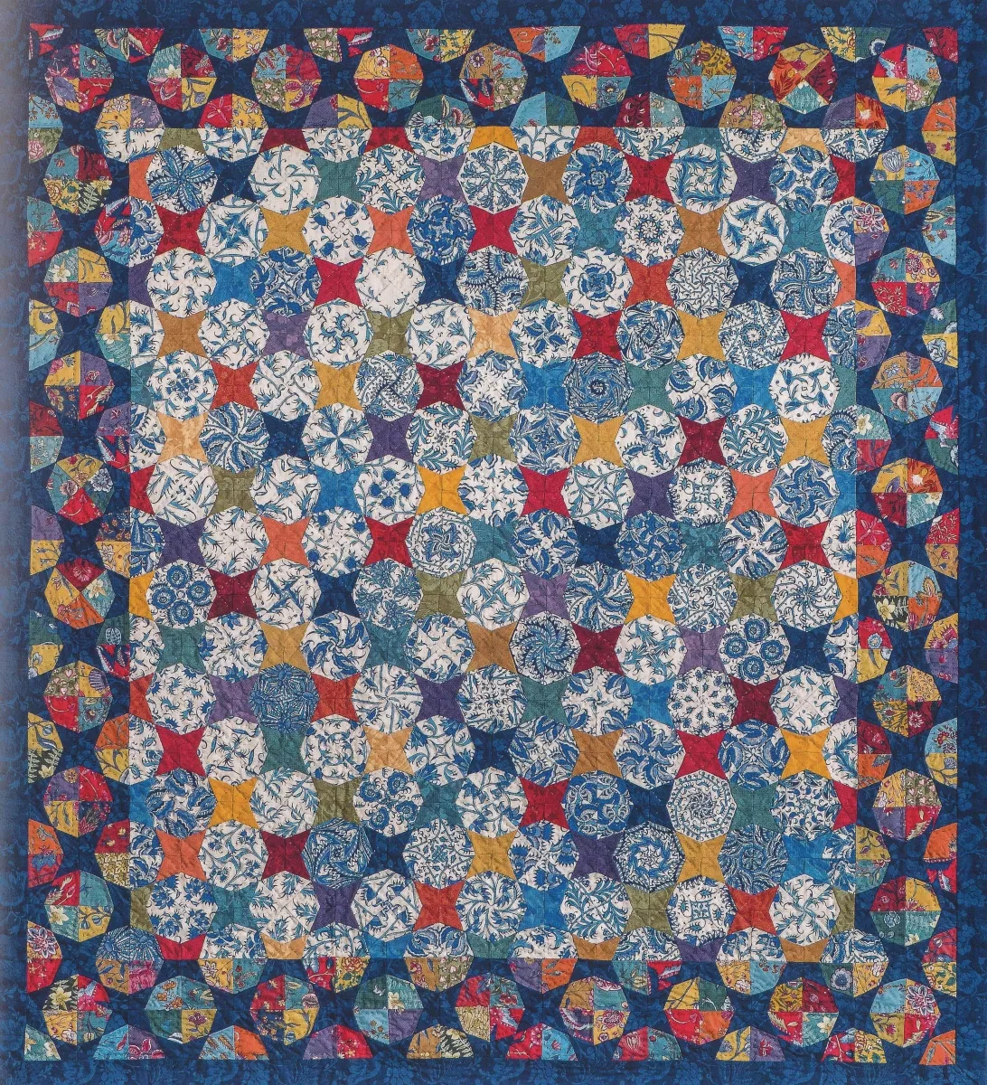 Komplettsatz Paper Pieces fr den Quilt Bont en Blauw aus Millefiori 4, ganzer Quilt
