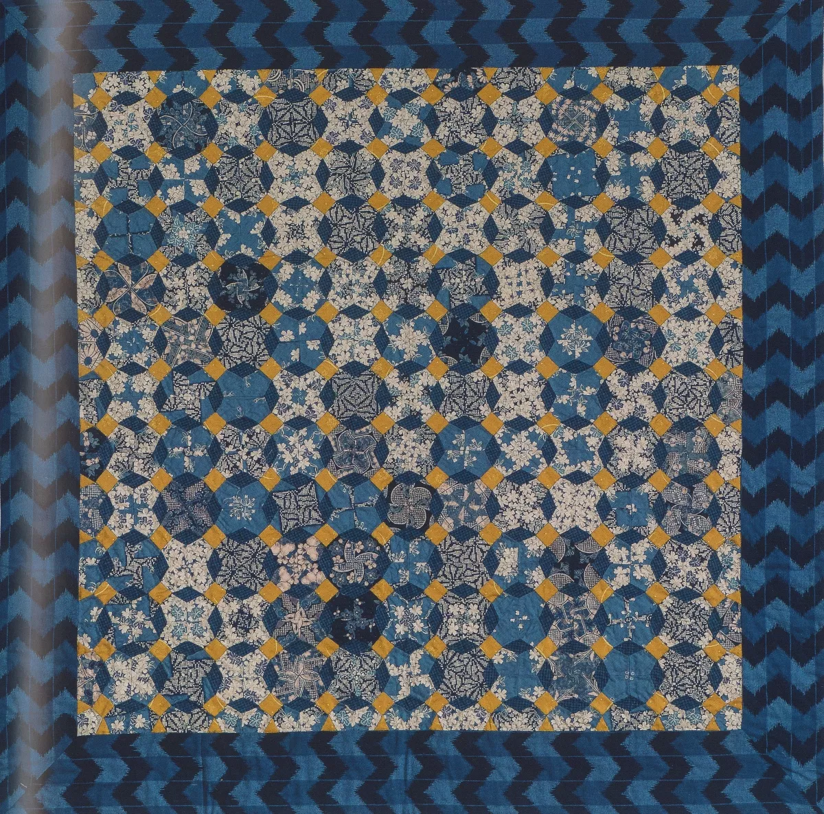 Komplettsatz Paper Pieces für den Quilt "When you got the Blues - Take it Easy" aus Millefiori 4, ganzer Quilt