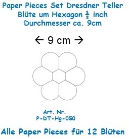 Paper Pieces Set Dresdner Teller-Blüte um 1/2 inch Hexagon