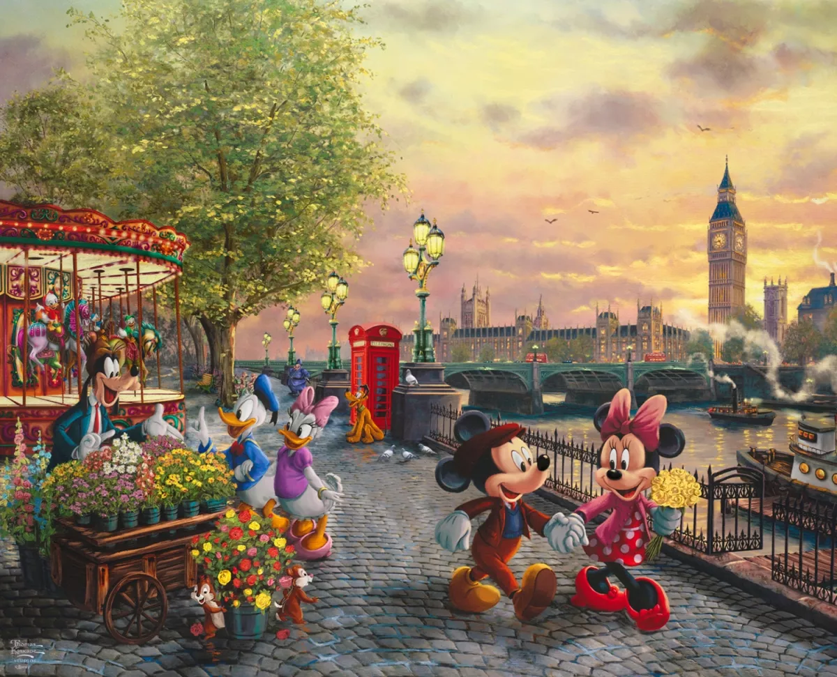 Stoffpaket: 7 Panels Mickey und Minnie in London Disney Dreams