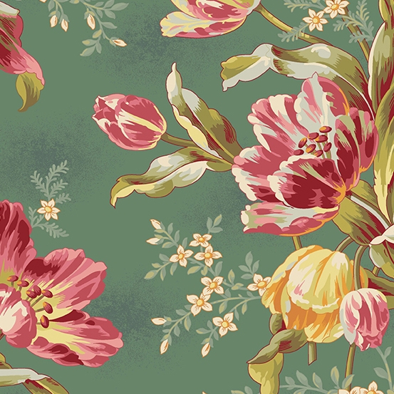 Andover, Edyta Sitar von Laudry Basket Quilts, Lady Tulip - Eucalypthus A-181-G