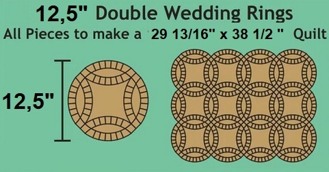 Paper Pieces für Double Wedding Ring 12,5 inch, 12 Blöcke