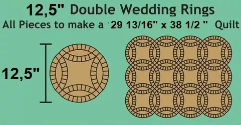 Paper Pieces fr Double Wedding Ring 12,5 inch, 12 Blcke