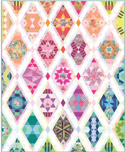 Queen of Diamonds - Pink Door Fabric, Komplettset Paper Pieces