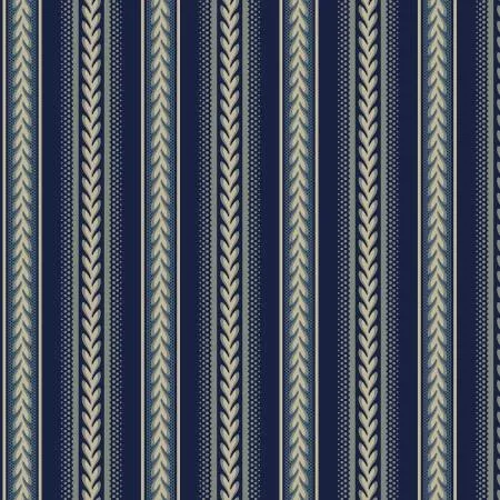 Marcus Fabrics - Navy Stripe - Bountiful Blue by Paula Barnes - R2212-NAVY