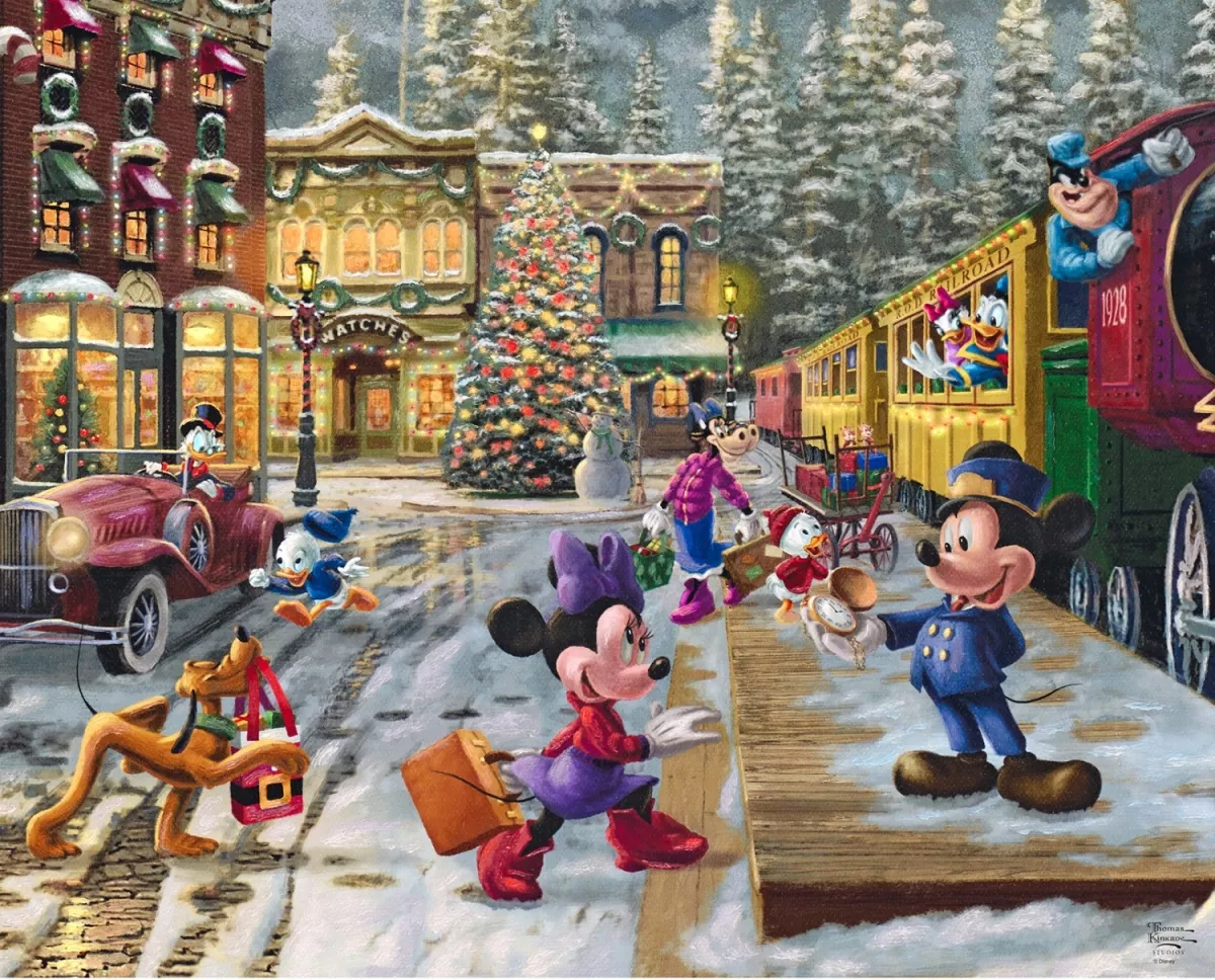 Panel "Disney - Candy Cane Train" Digitaldruck Paneel von David Textiles, Thomas Kinkade Collection