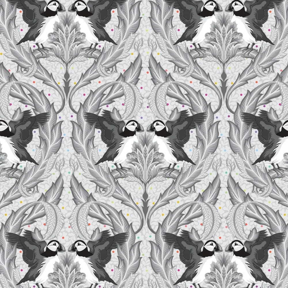 Tula Pink - Graywork - "Huffin and Puffin" Whisper