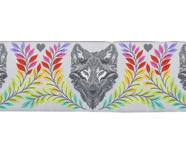 25 cm TULA PINK Graywork Webband / Ribbon, Wolf of Pink Street in Fog 2 inch