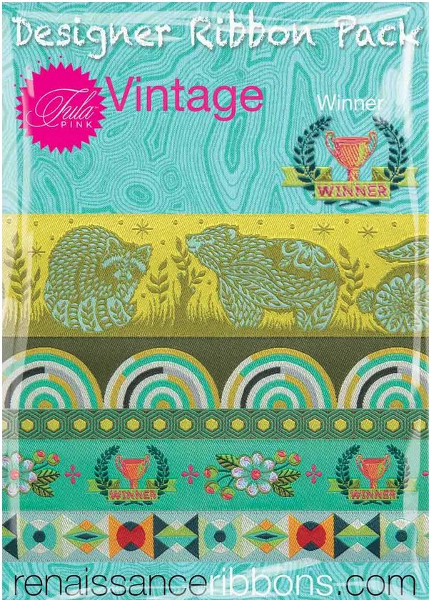 TULA PINK Classic Designer Pack Vintage Winner - 5 yards verschiedene Webbänder / Ribbons