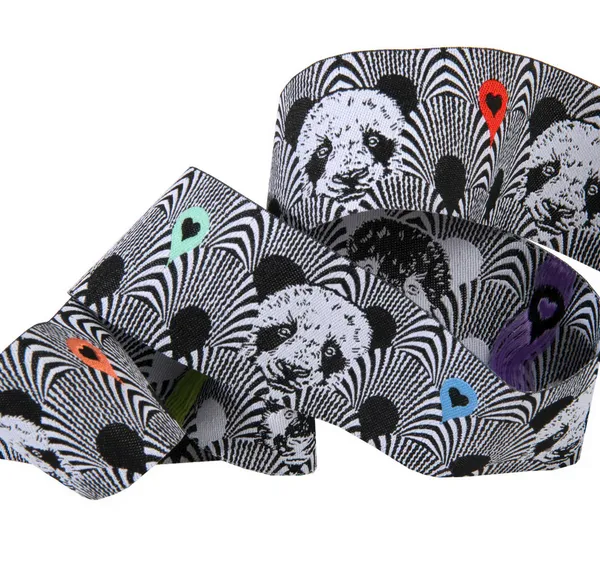 25 cm TULA PINK Linework Webband / Ribbon, Pandas Lovers 1,5 inch