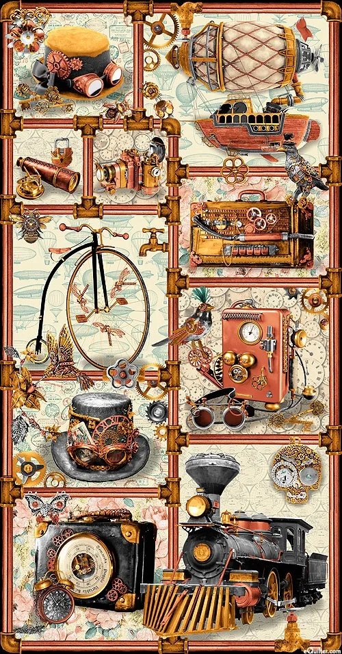 Paneel "Time Travel Steampunk Wanderlust Ivory"