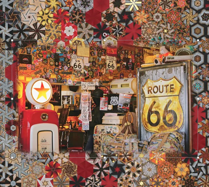 Stoffpaket: 7 Panels "Antique Shop Treasures - Route 66" von P&B Textiles