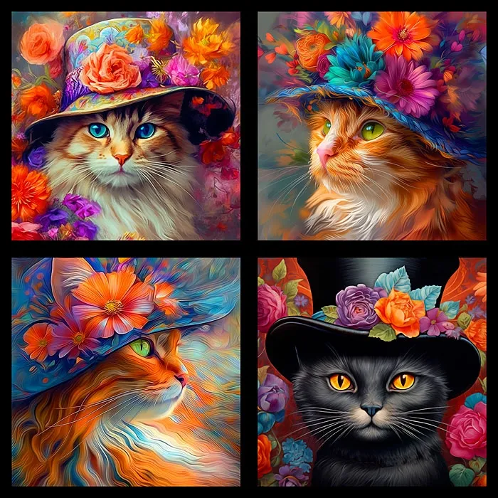 Paneel "Floral Kitties" von Rubin Design