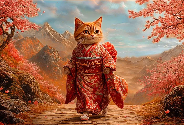 Paneel "Kimono Kitty" von Rubin Design