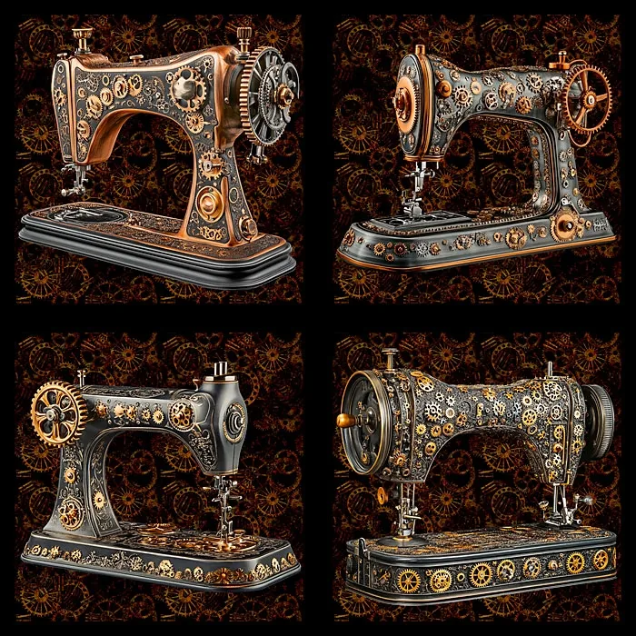 Paneel "Steampunk Sewing Machines" von Rubin Design