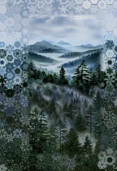 Stoffpaket: 7 Panels "Misty Mountain" von Timeless Treasures