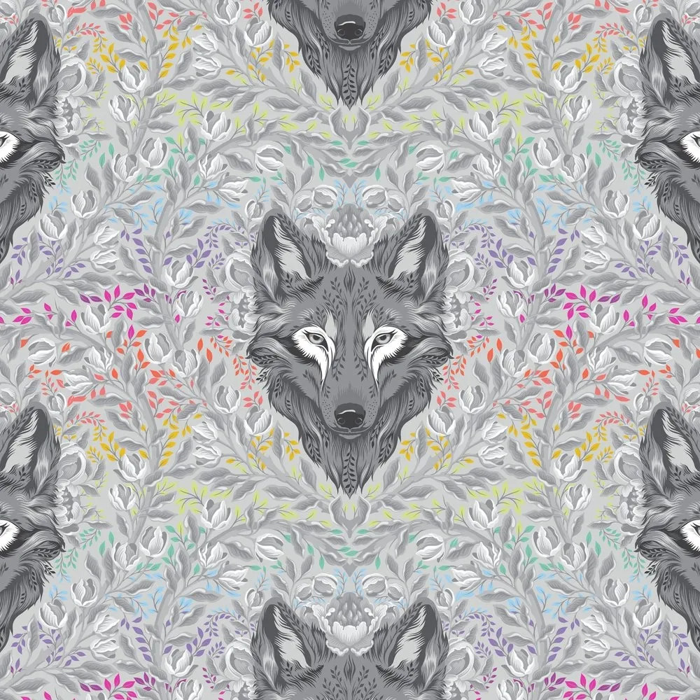 Tula Pink - Graywork - "Wolf of Pink Street" Fog - VORBESTELLEN, Lieferung vorauss. Ende November 2026