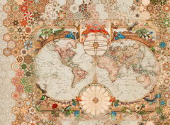 VORBESTELLEN: Stoffpaket: 7 Panels Antique Map von Robert Kaufmann Library of Rarities Collection, Lieferung vorauss. August