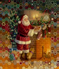 Stoffpaket: 7 Panels Santa by the Fireplace von Riley Blake