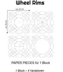 Paper Pieces Wheel Rims (12 Blcke) - ein Block - vier Variationen