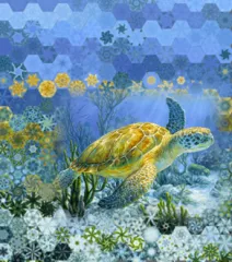 Stoffpaket: 7 Panels Ancient Mariner - Turtle Swim von David Textiles